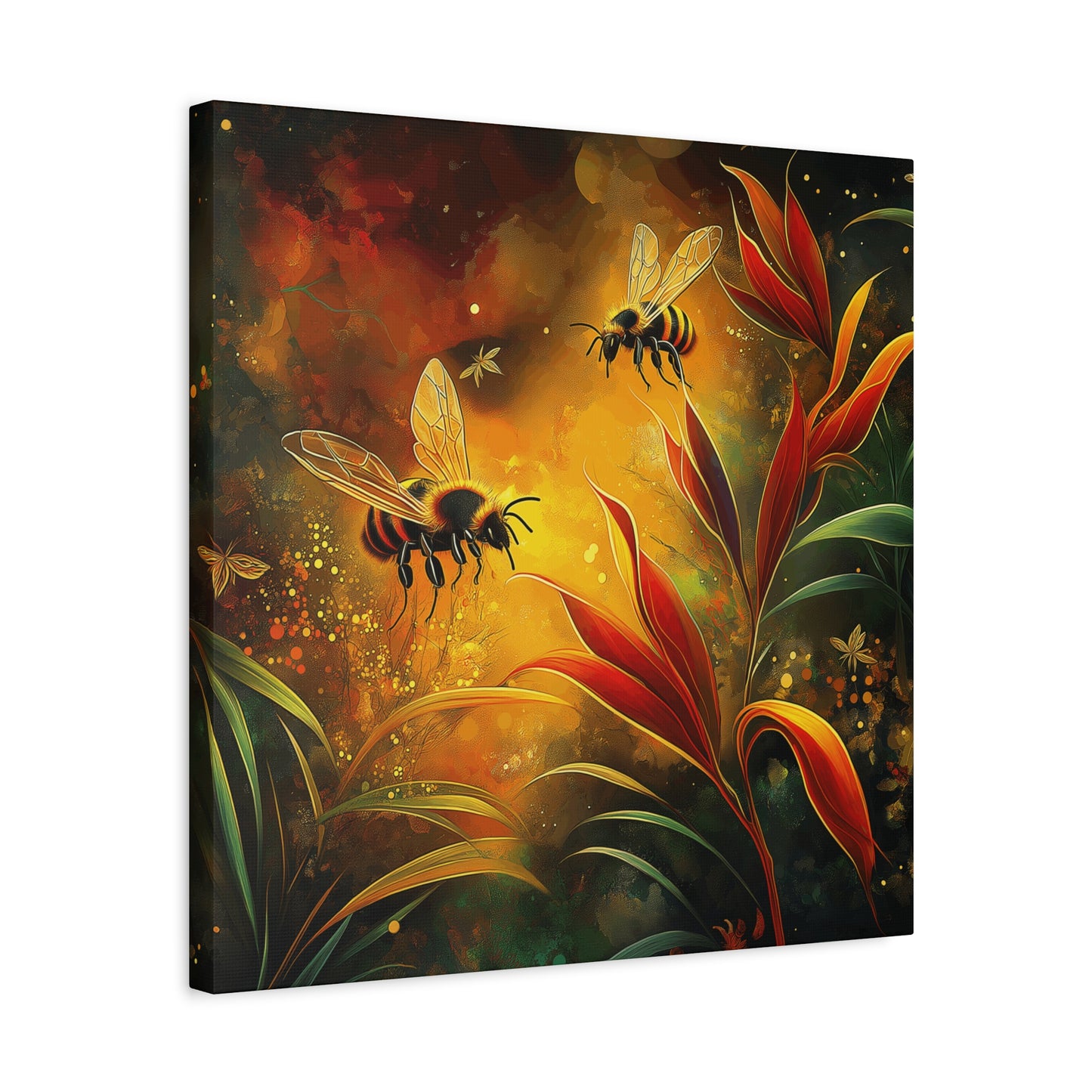 Bee-Inspired Matte Canvas Wall Art - Vibrant Nature Decor
