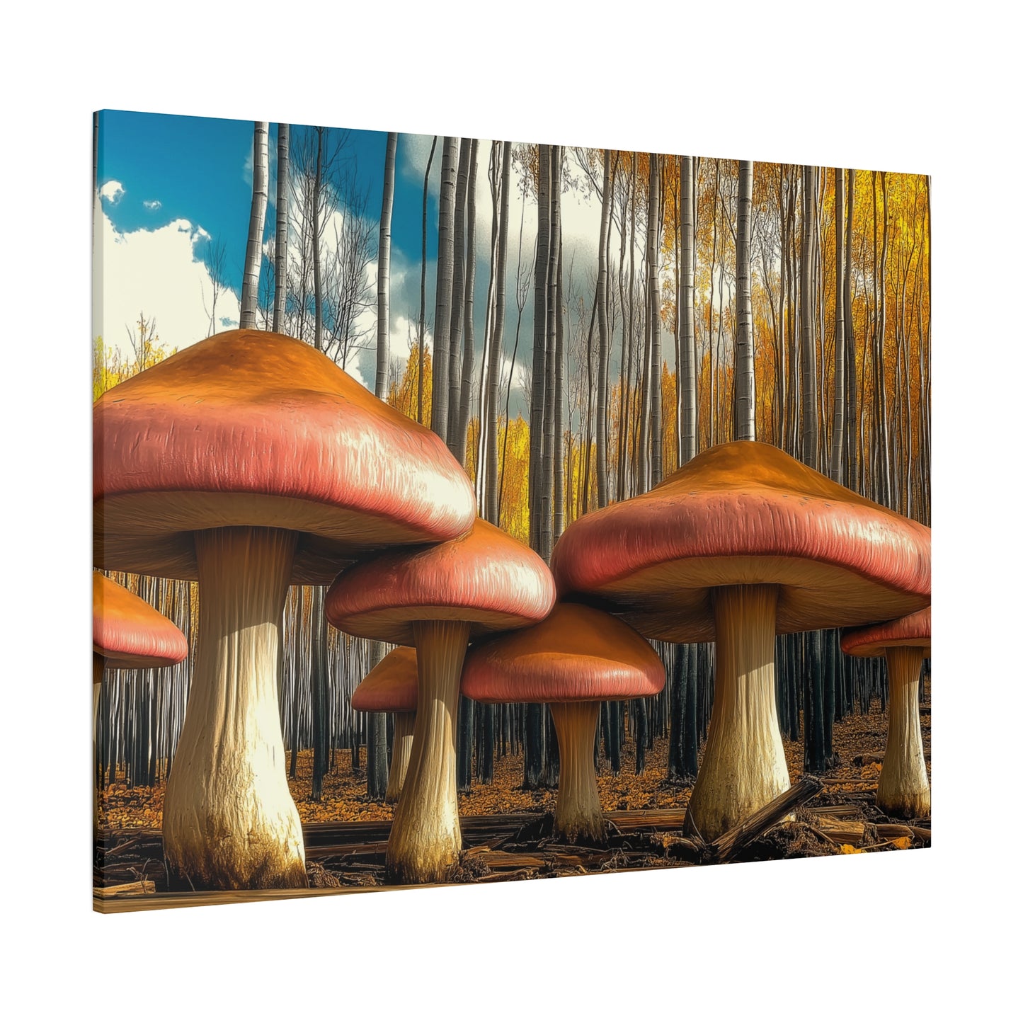 Mushrooms in Aspen Forest Canvas Art Print