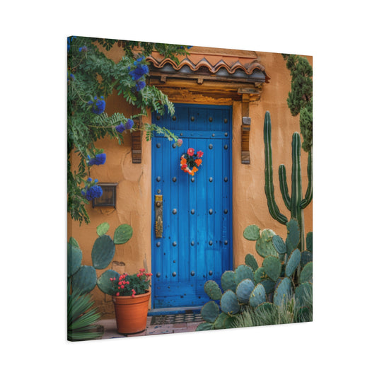 Canvas Wall Art - Santa Fe Door Blue Design