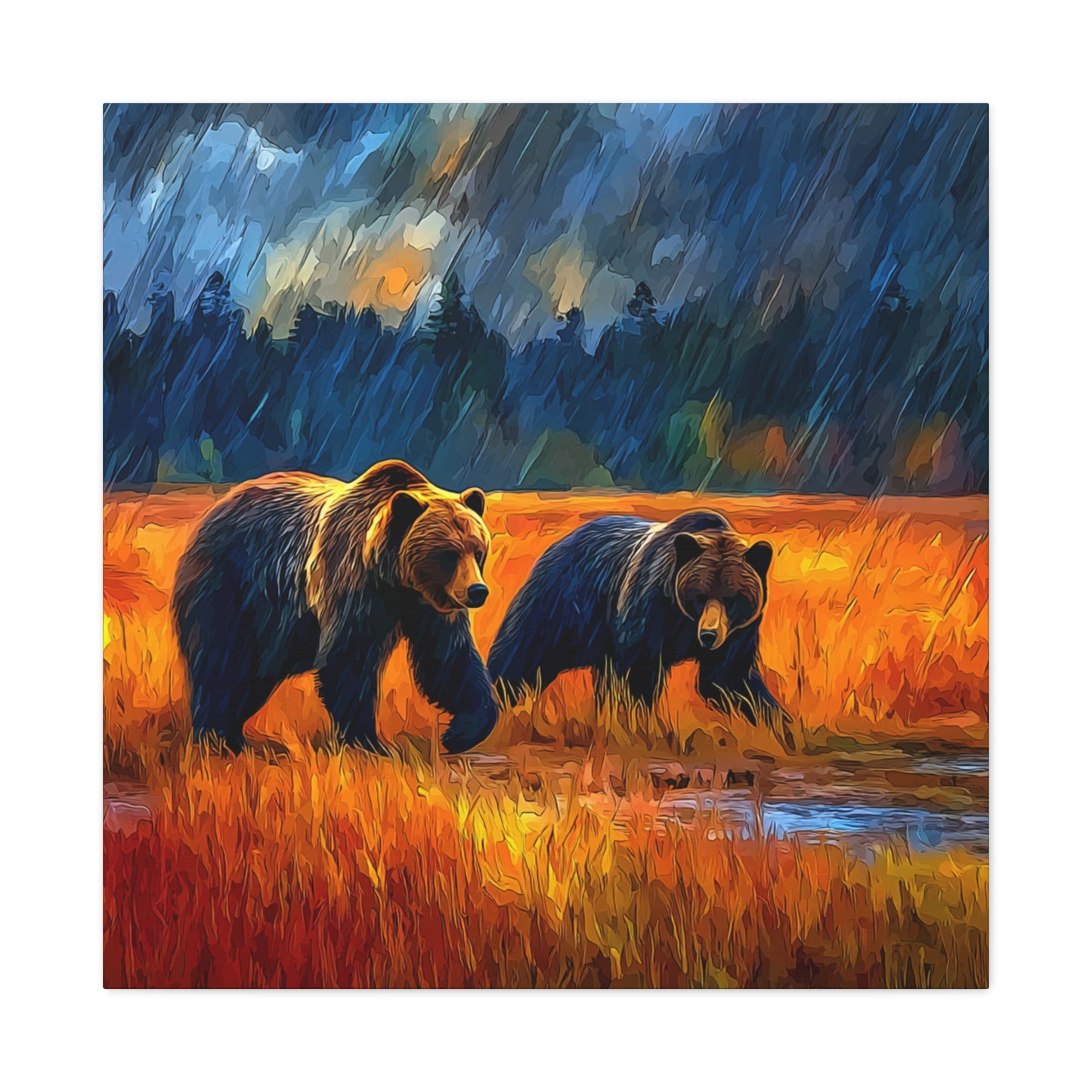 Canvas Print - Travelin Bears Two in Stormy Weather