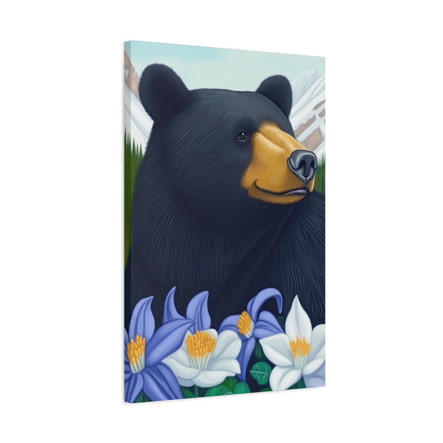 Canvas Print - Colorado Black Bear with Flowers