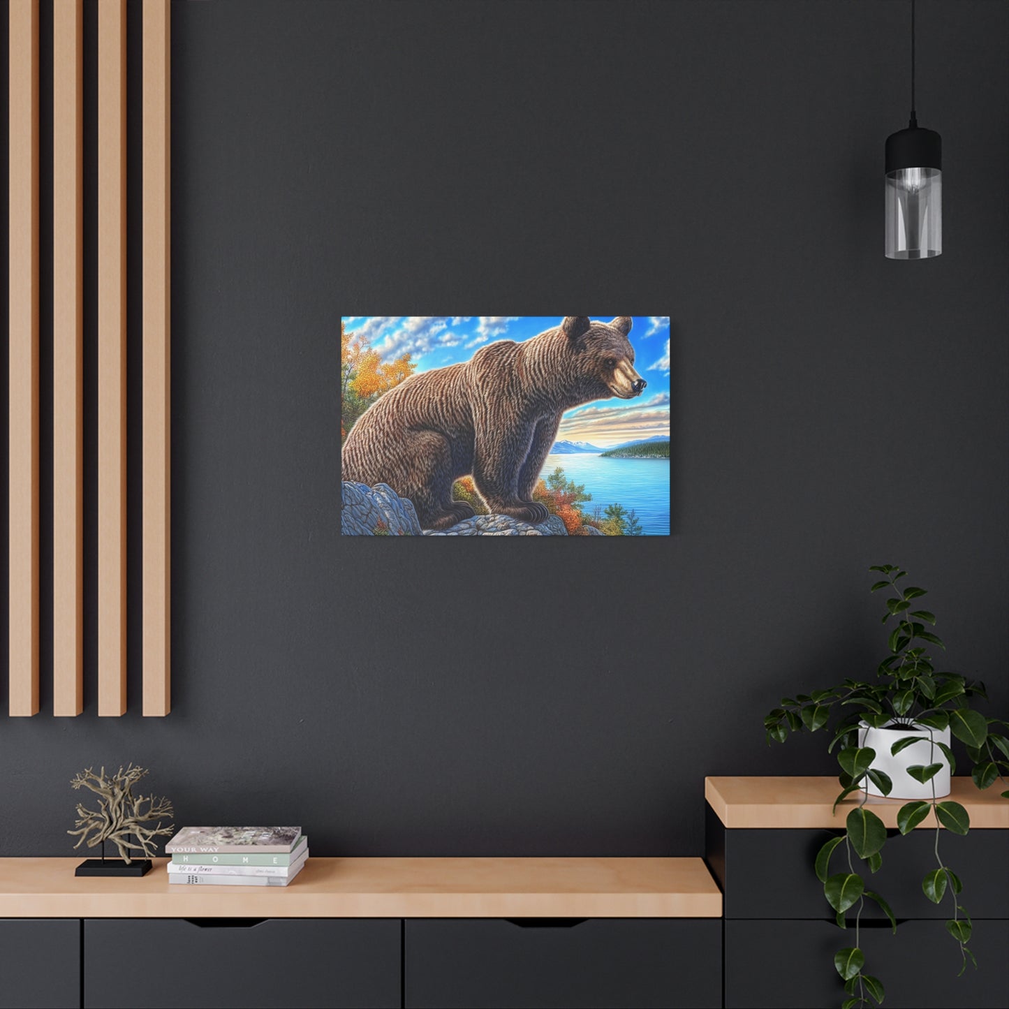 Canvas Wall Art - Colorado Brown Bear near Lake