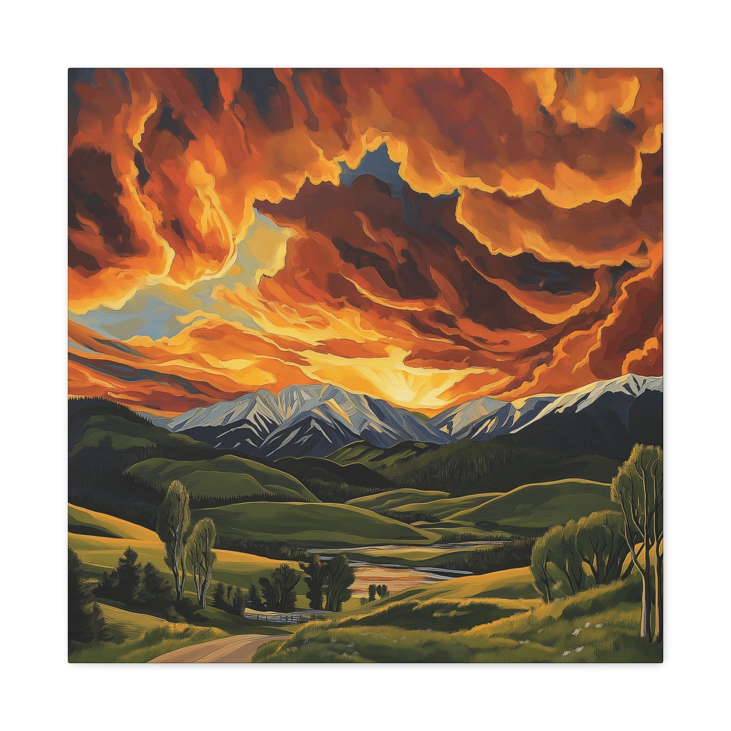 Canvas Print - Colorado Mountains and Farm