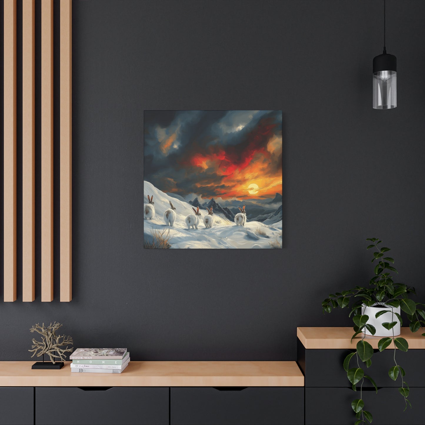 Serene Bunny Landscape Canvas Art - Scenic Home Décor for Animal Lovers