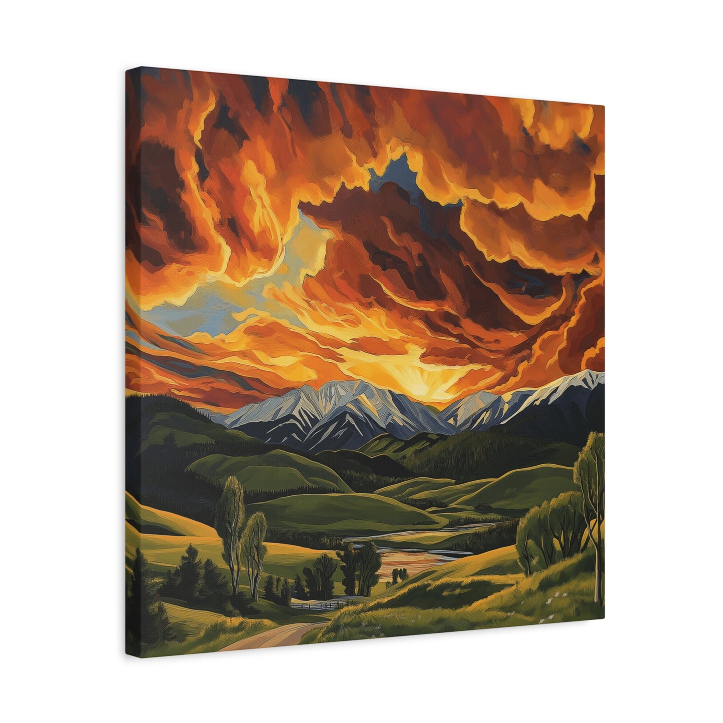 Canvas Print - Colorado Mountains and Farm