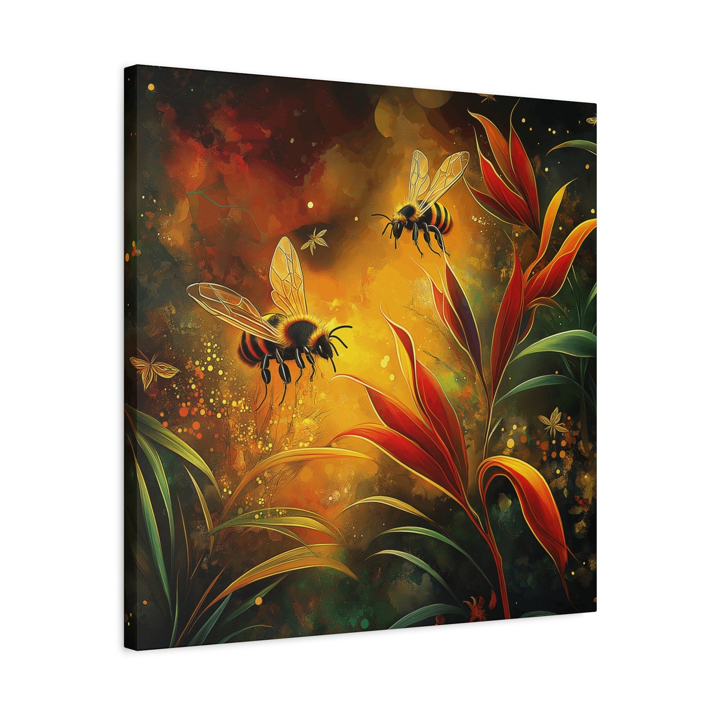 Bee-Inspired Matte Canvas Wall Art - Vibrant Nature Decor