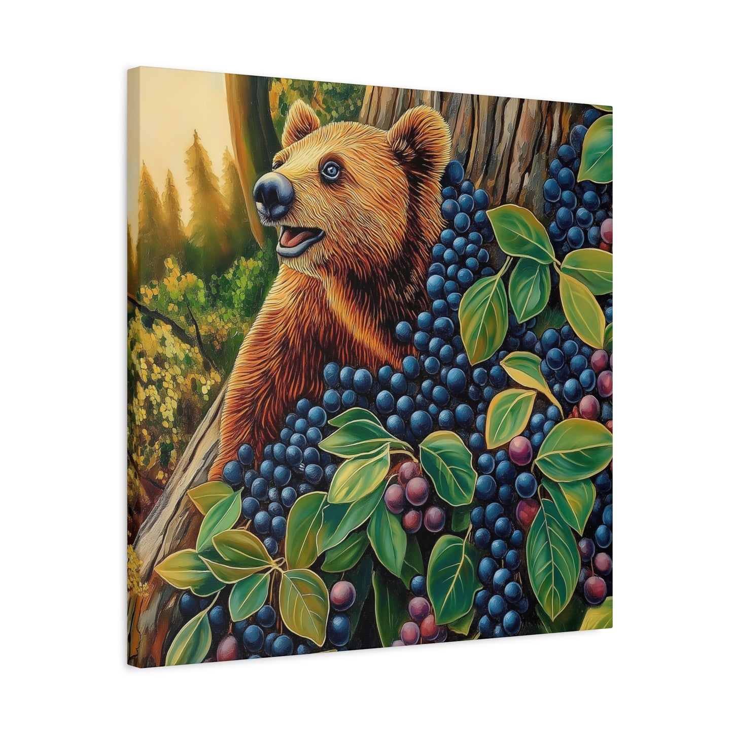Canvas Print Bear Cub with Berries