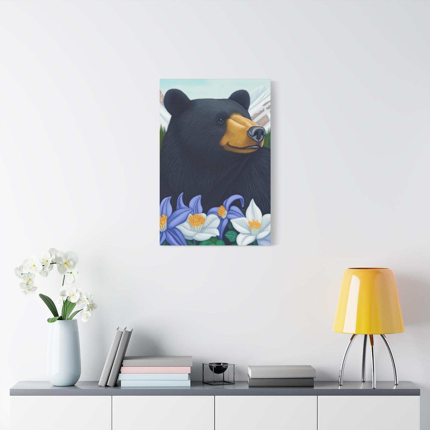 Canvas Print - Colorado Black Bear with Flowers