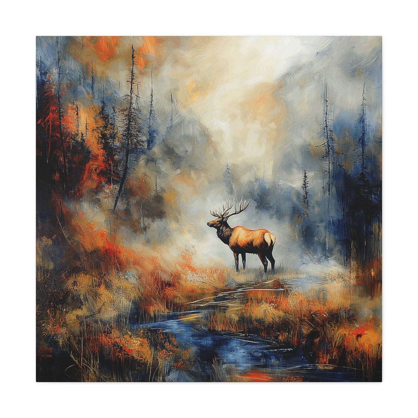 Majestic Elk Canvas Art - Nature Wall Decor for Outdoor Enthusiasts