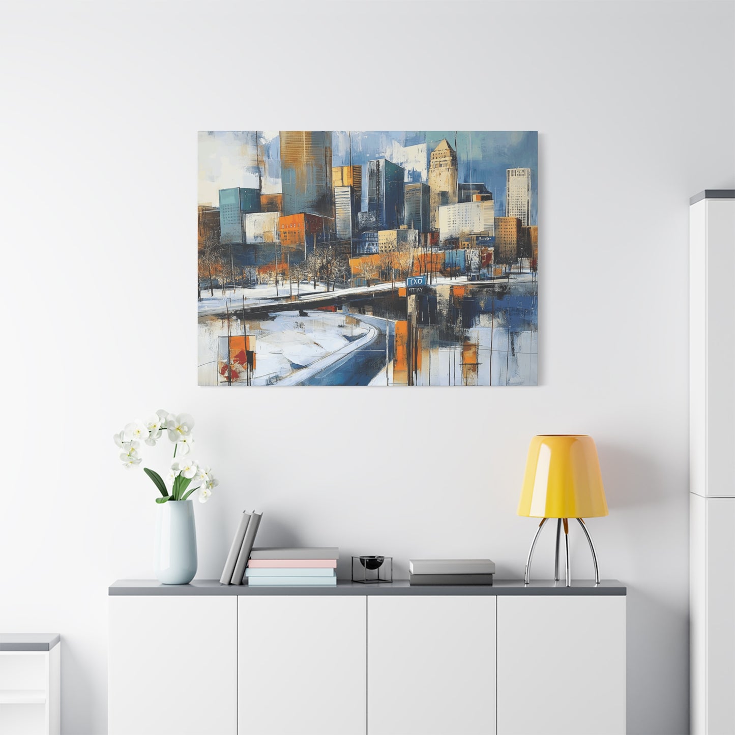Urban Landscape Matte Canvas Wall Art - Modern Cityscape Decor