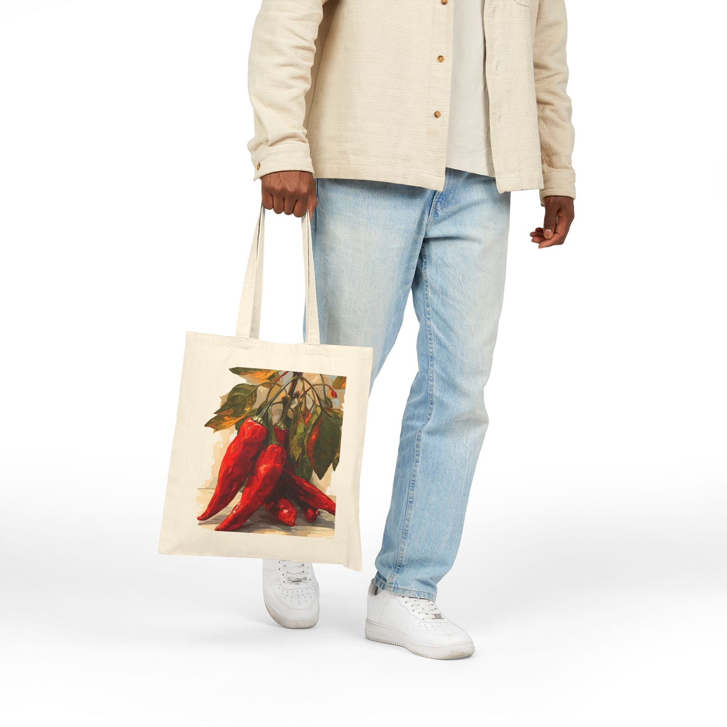 Vibrant Chili Pepper Tote Bag, Eco-Friendly Shopper Bag, Grocery Tote, Gift for Farmers Market Lovers, Cooking Enthusiasts