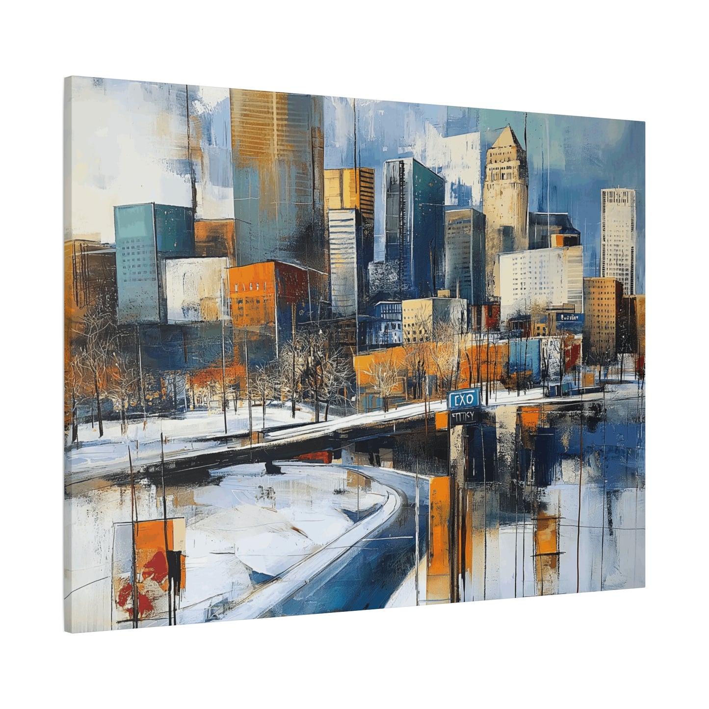 Urban Landscape Matte Canvas Wall Art - Modern Cityscape Decor