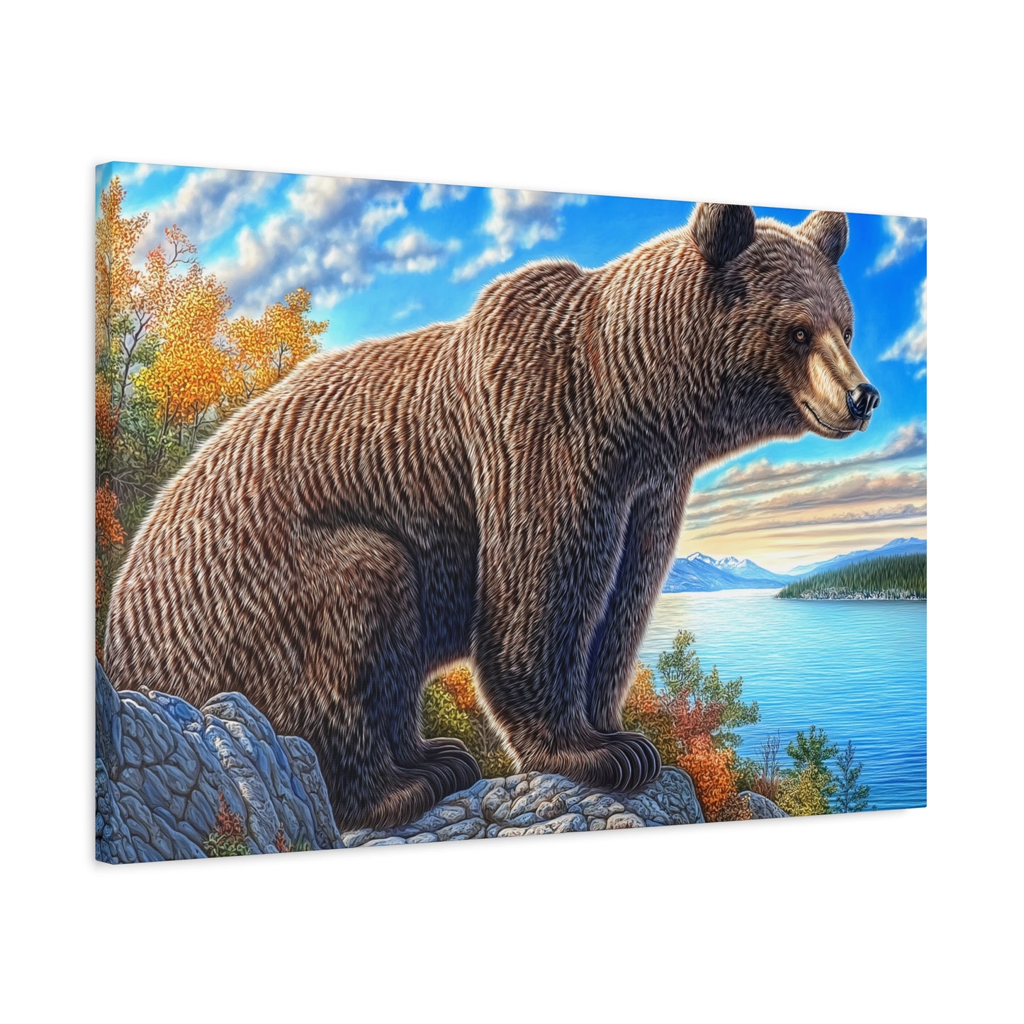 Canvas Wall Art - Colorado Brown Bear near Lake