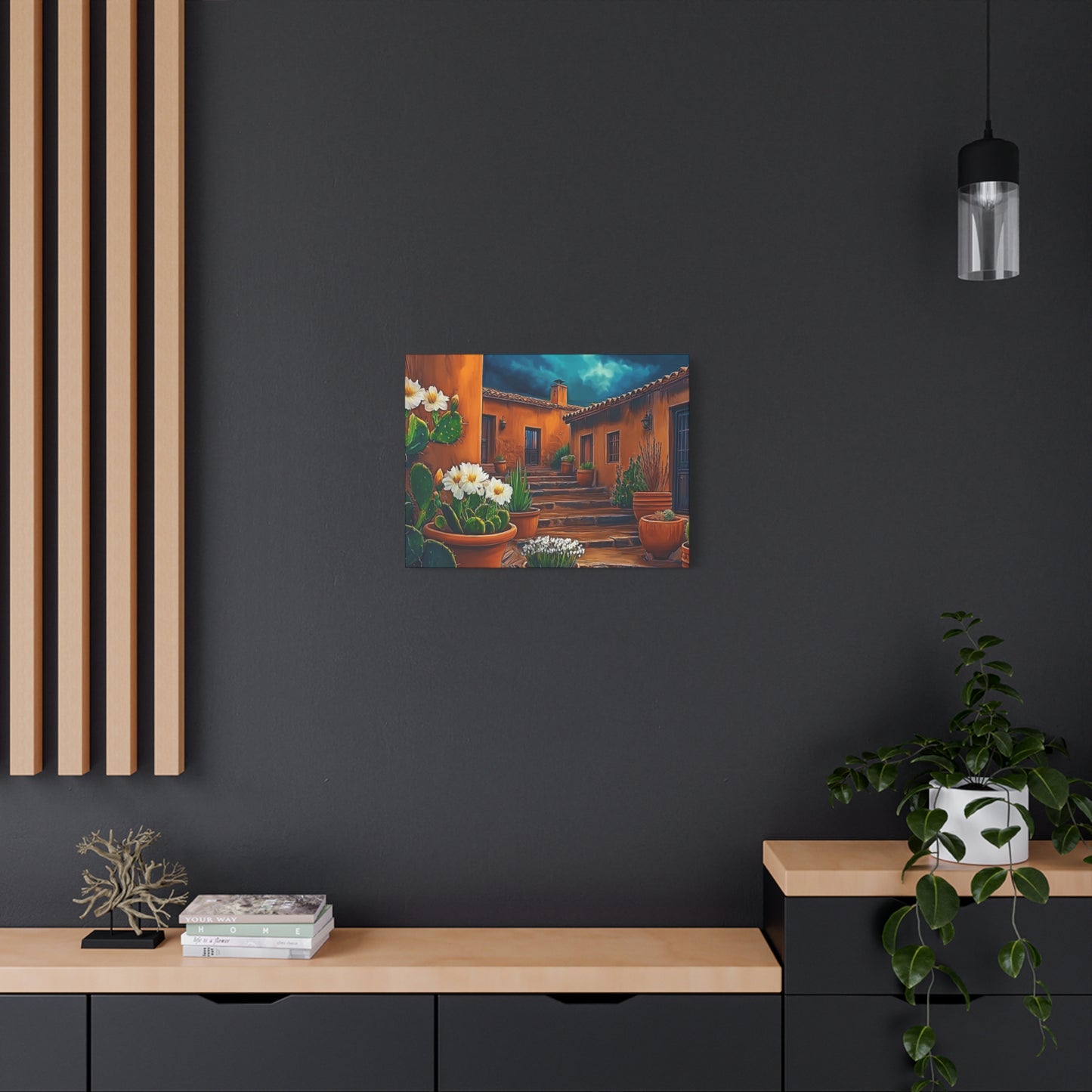 Canvas Print - NM Pueblo Cacti White Flower