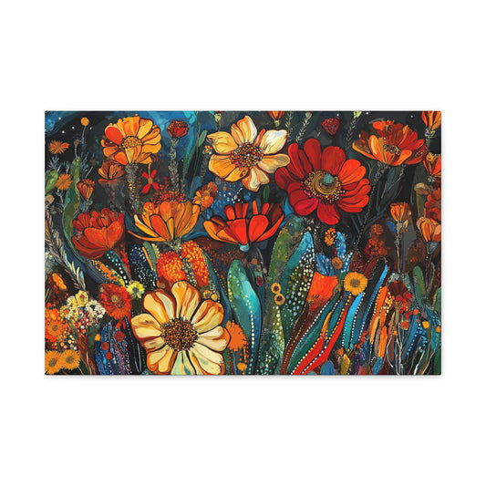 Canvas Wall Art - Cacti Flower Frenzy 1