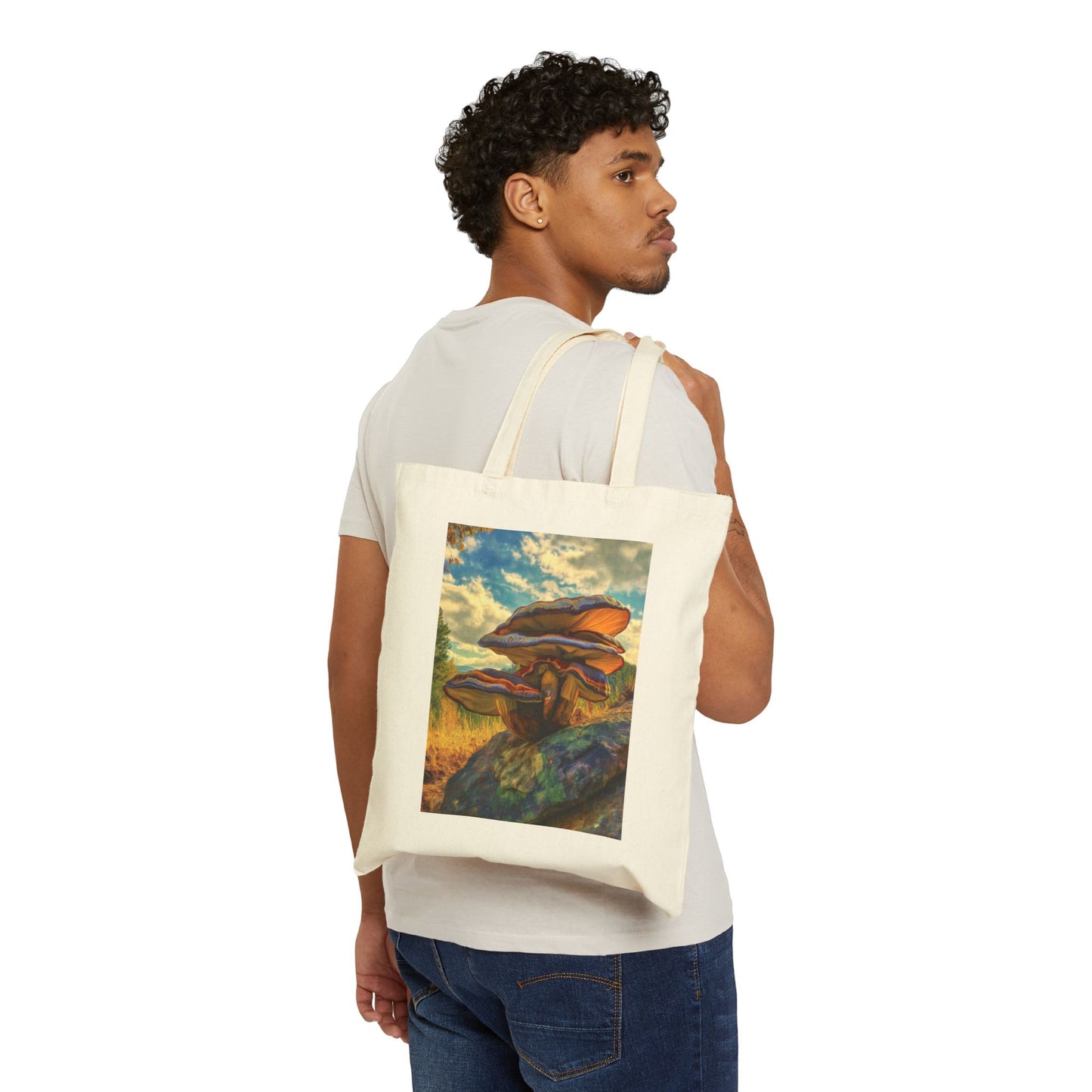 Mushroom Art Tote Bag | Eco-Friendly Cotton Canvas Bag | Ideal for Shopping, Gifts, Camping, Nature Lovers, Earth Day