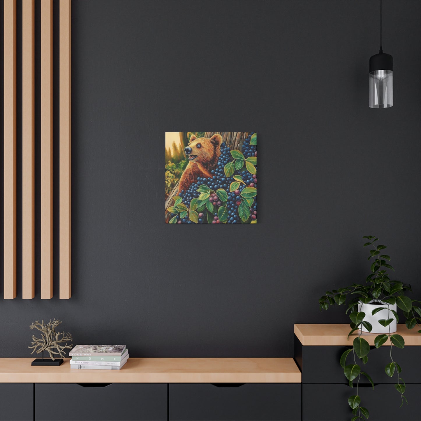Canvas Print Bear Cub with Berries
