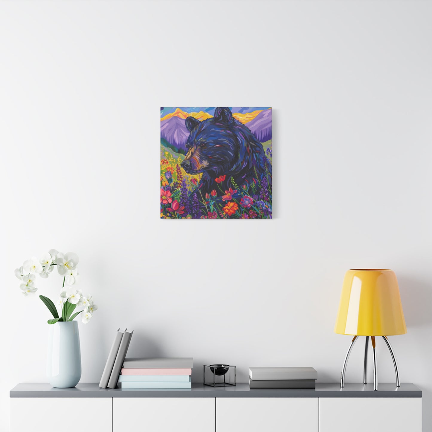 Vibrant Black Bear Canvas Wall Art