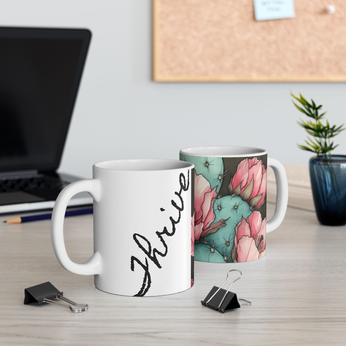 Floral Cactus Ceramic Mug -THRIVE