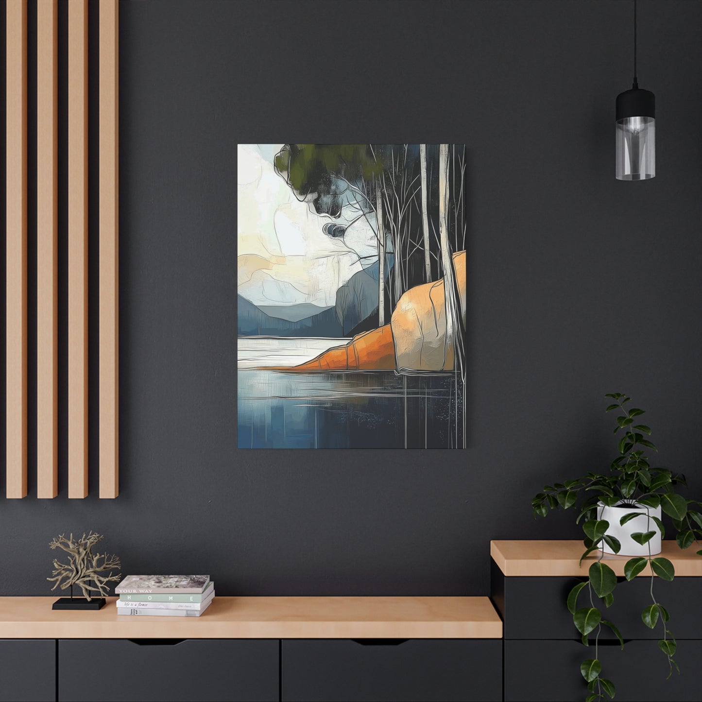 Canvas Wall Art - Serene Mystical Mountain Lake