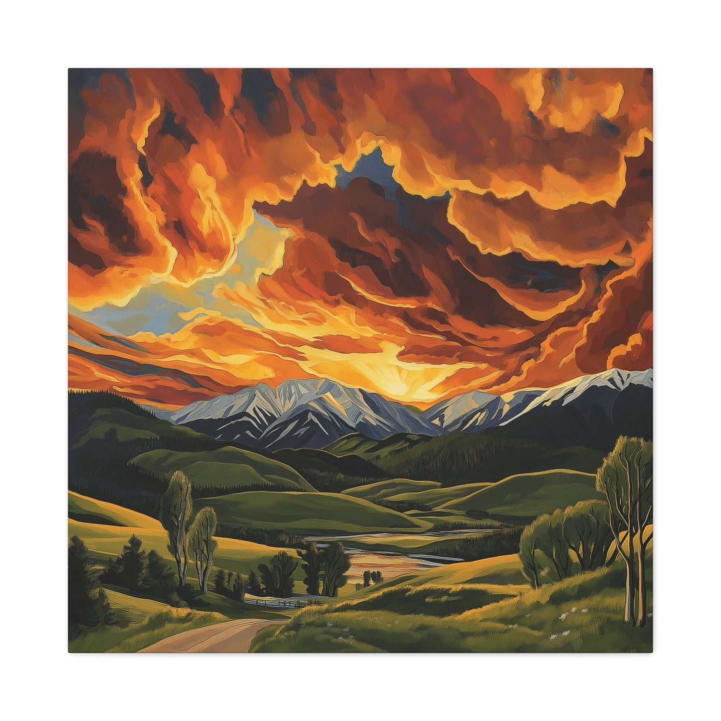 Canvas Print - Colorado Mountains and Farm