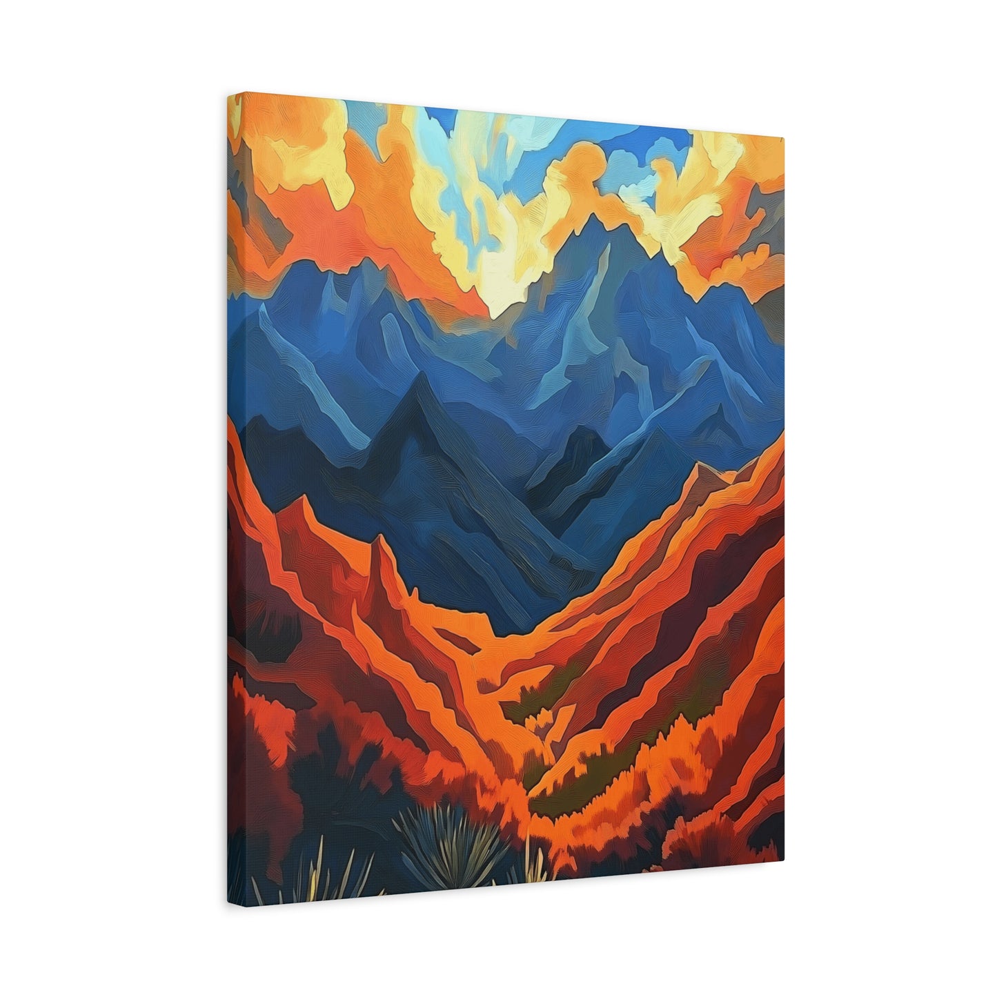 "Where are We?" Vibrant Mountain Landscape Canvas Art