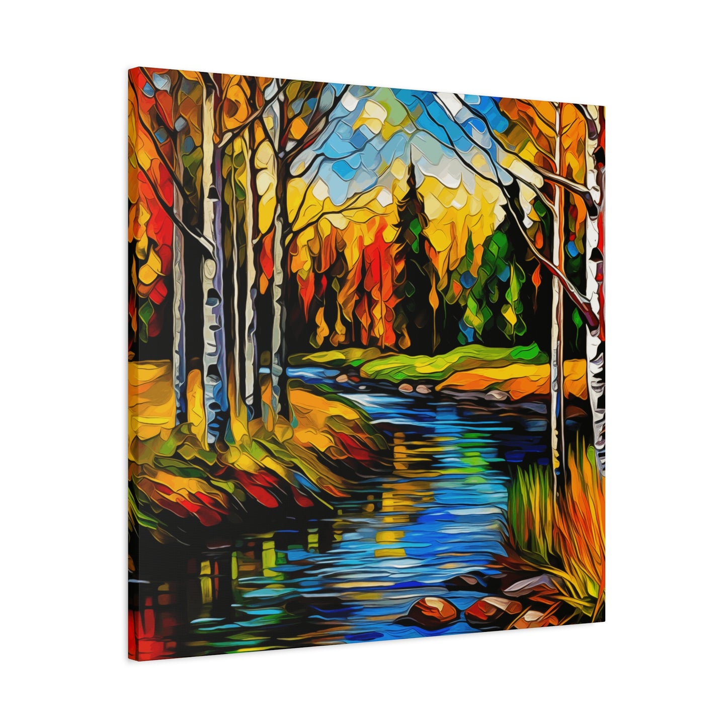 Mountain creek with colorful aspens