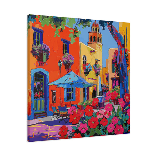 Canvas Print Santa Fe Festive Street Scene