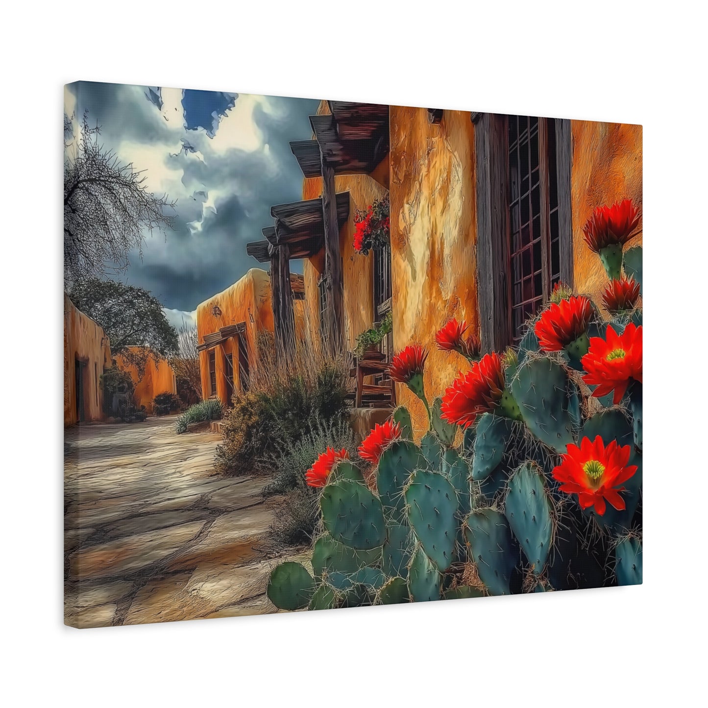 Canvas Wall Art - NM Adobe Red Flowers V1