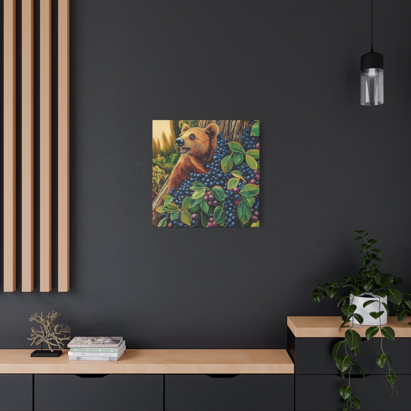 Canvas Print Bear Cub with Berries