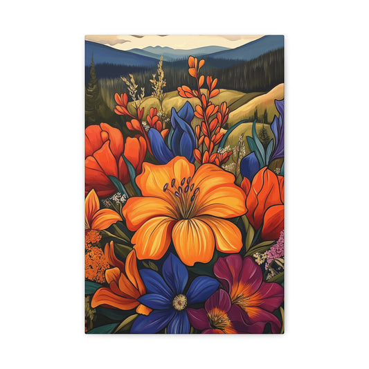 Colorful Floral Matte Canvas Wall Art - Vibrant Nature Decor