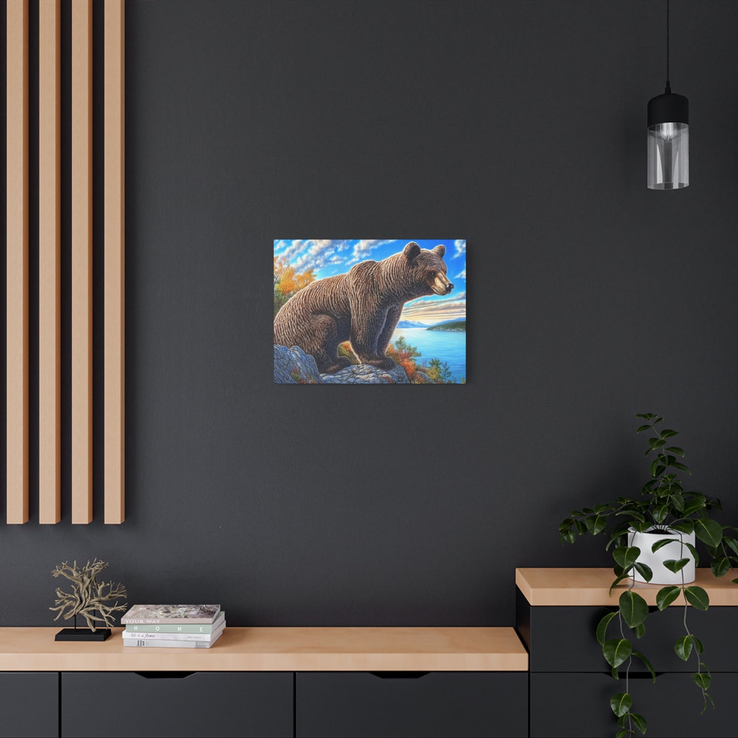 Canvas Wall Art - Colorado Brown Bear near Lake