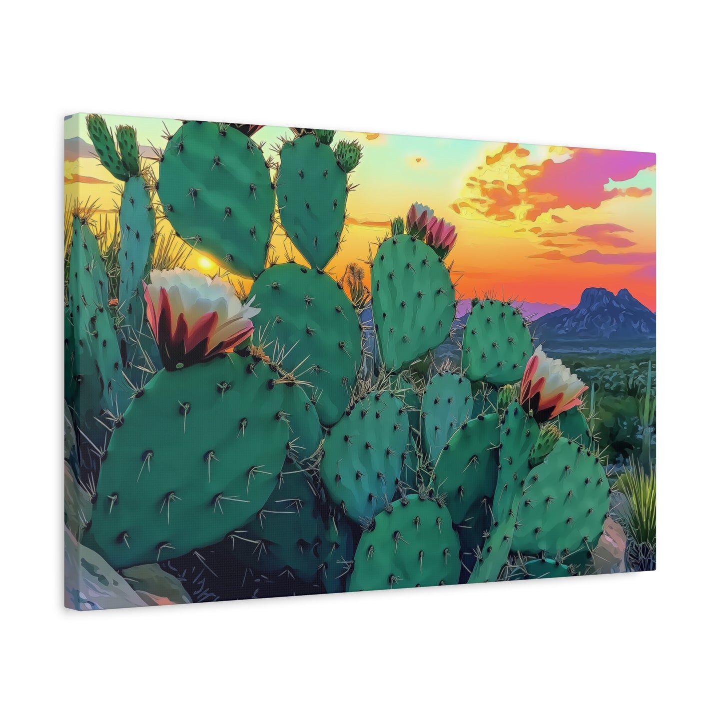 Canvas Art Print - Prickly Pear Blooming Vista 2