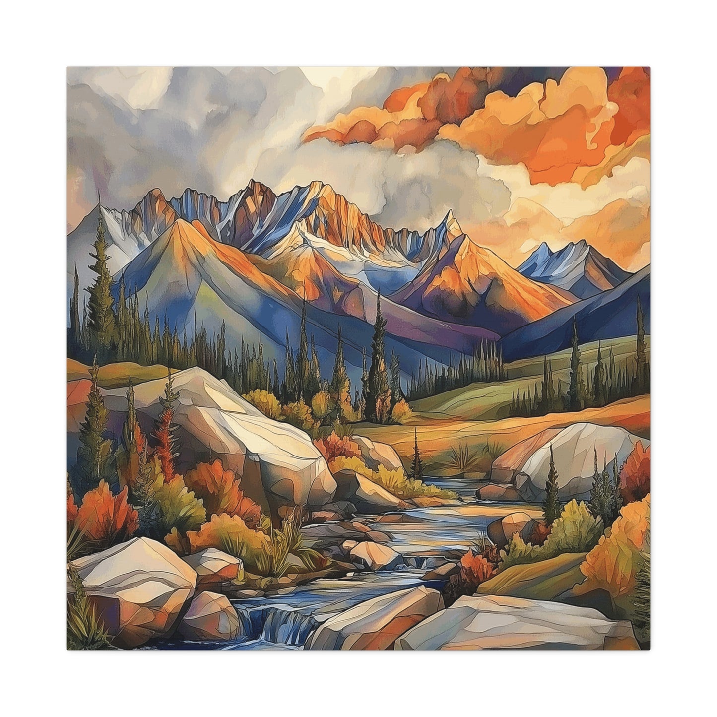 Mountain Landscape Canvas Art Print - Nature Wall Decor