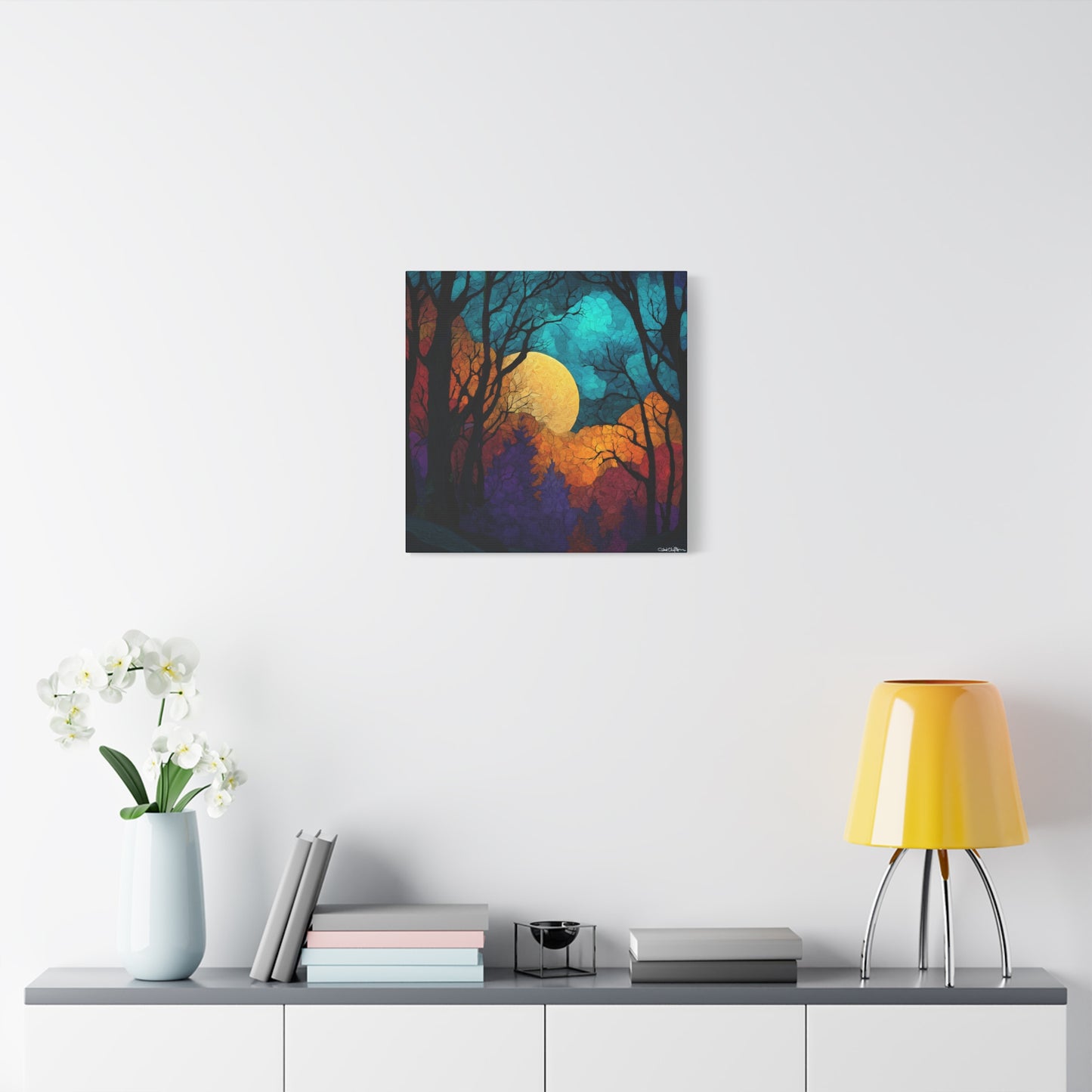 Autumn Moonlit Forest Canvas Print — Matte Stretched Wall Art