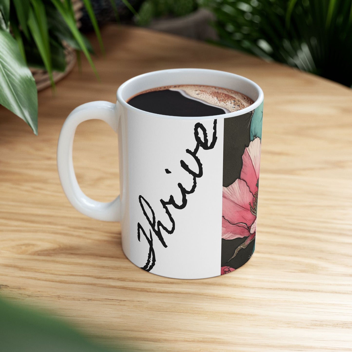 Floral Cactus Ceramic Mug -THRIVE