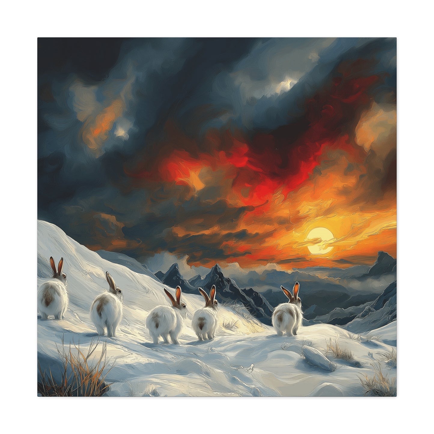 Serene Bunny Landscape Canvas Art - Scenic Home Décor for Animal Lovers