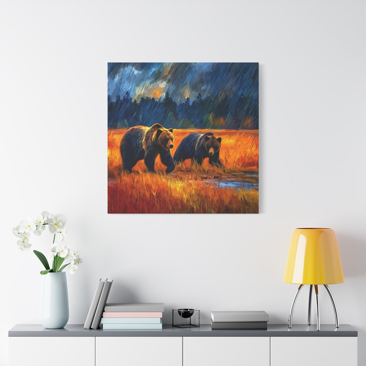 Canvas Print - Travelin Bears Two in Stormy Weather