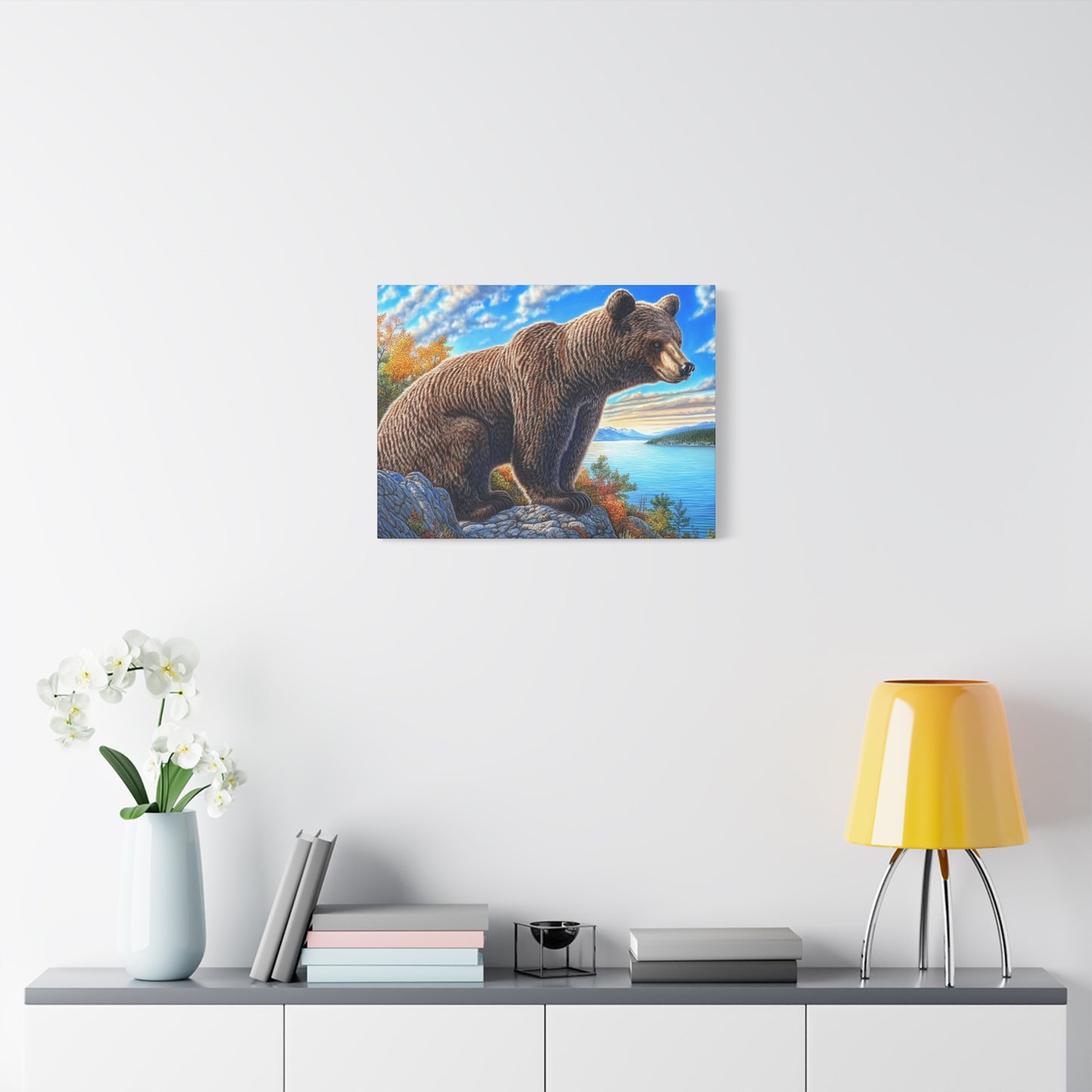 Canvas Wall Art - Colorado Brown Bear near Lake