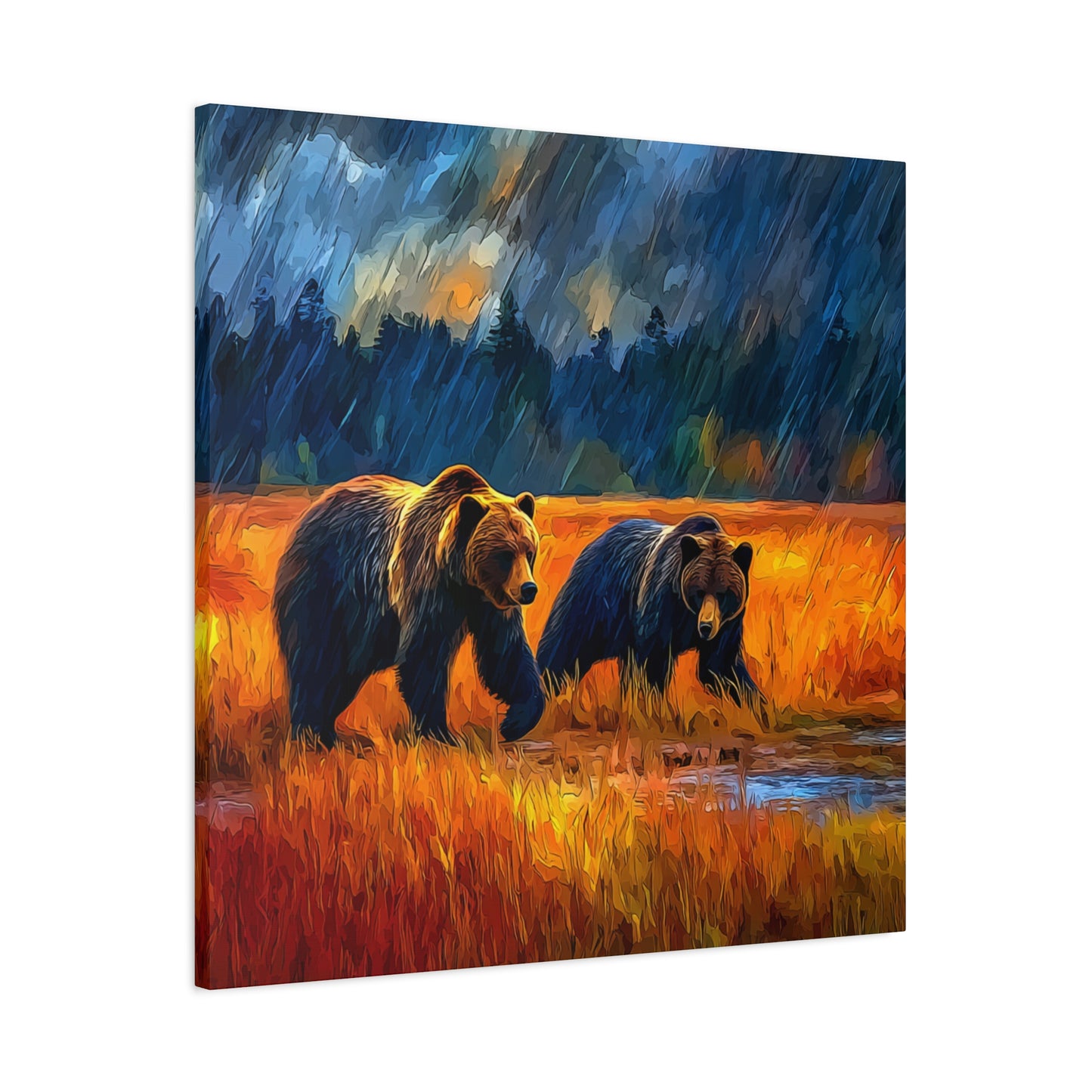 Canvas Print - Travelin Bears Two in Stormy Weather