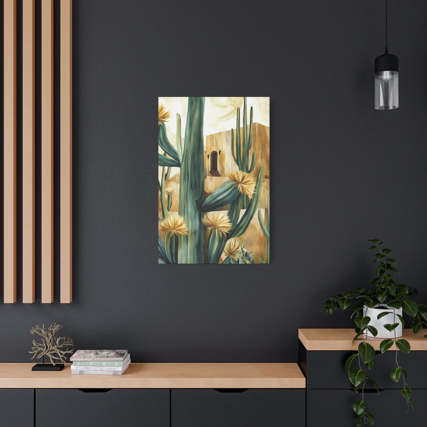 Church and Cacti Canvas Art