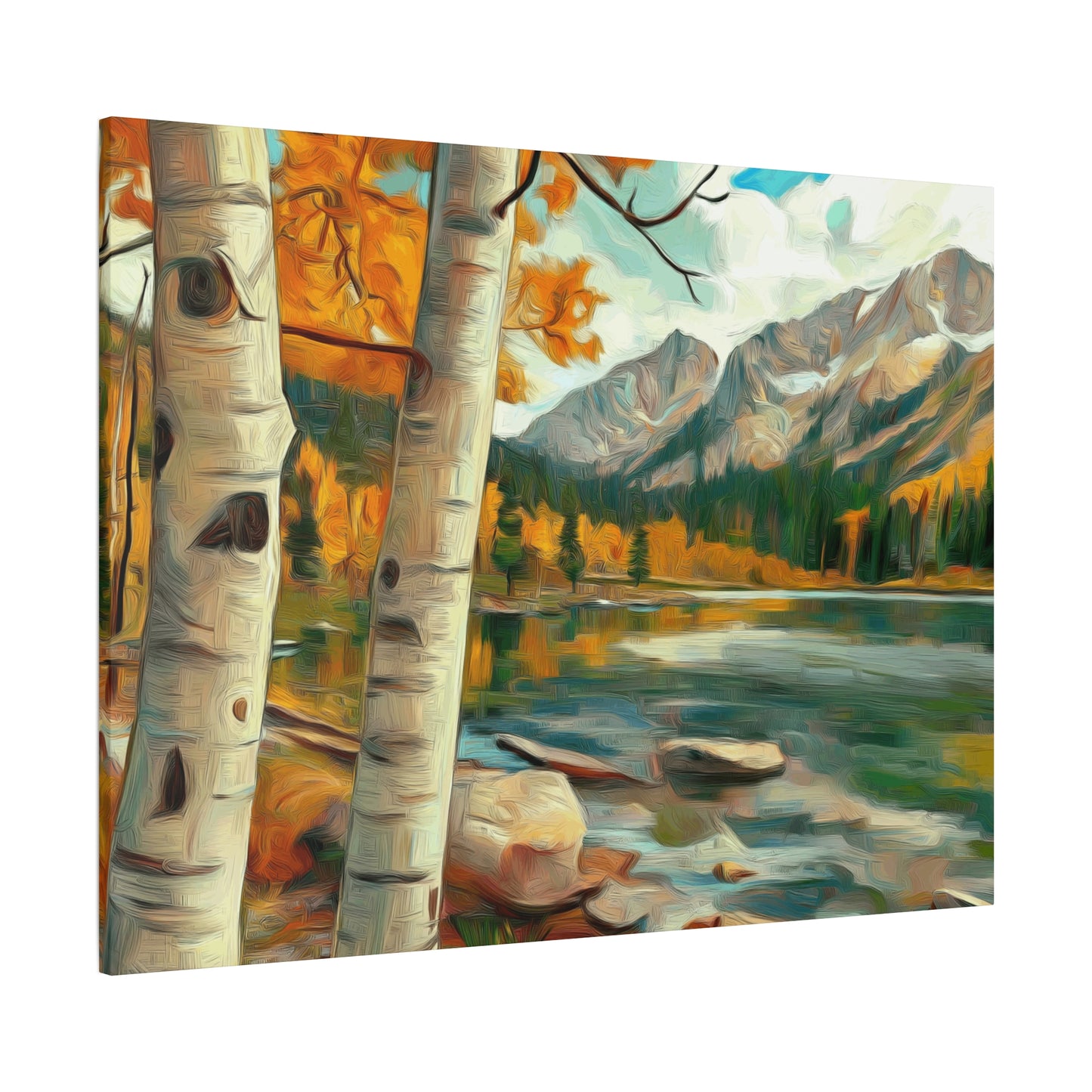 Canvas Wall Art - Aspens at High Mountain Lake