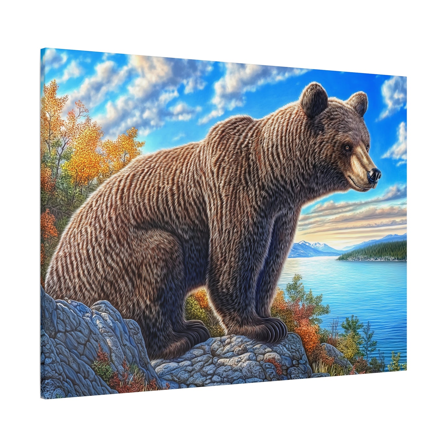 Canvas Wall Art - Colorado Brown Bear near Lake
