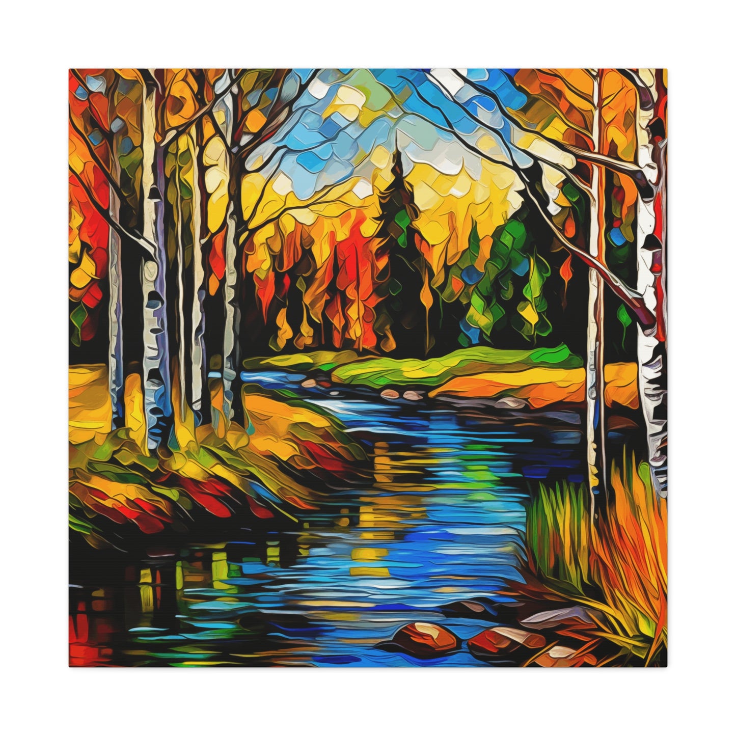 Mountain creek with colorful aspens