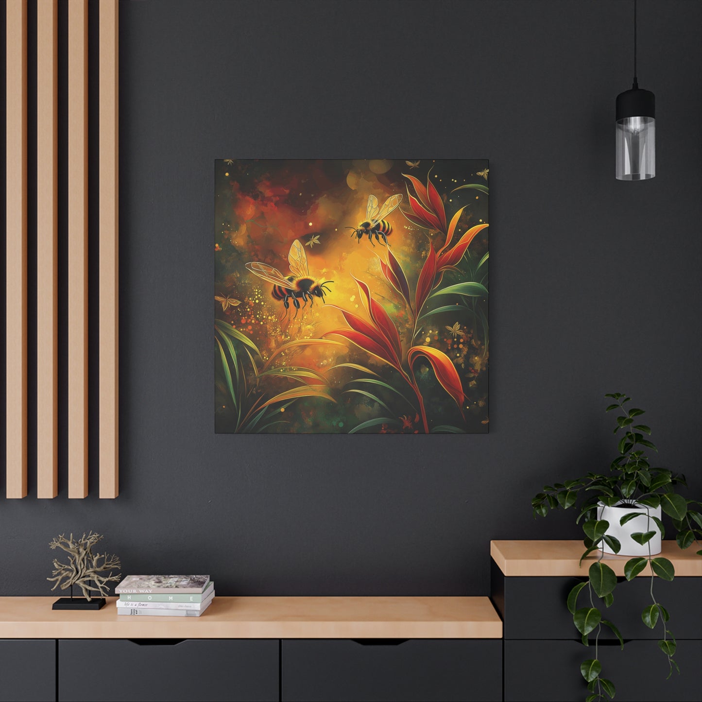 Bee-Inspired Matte Canvas Wall Art - Vibrant Nature Decor