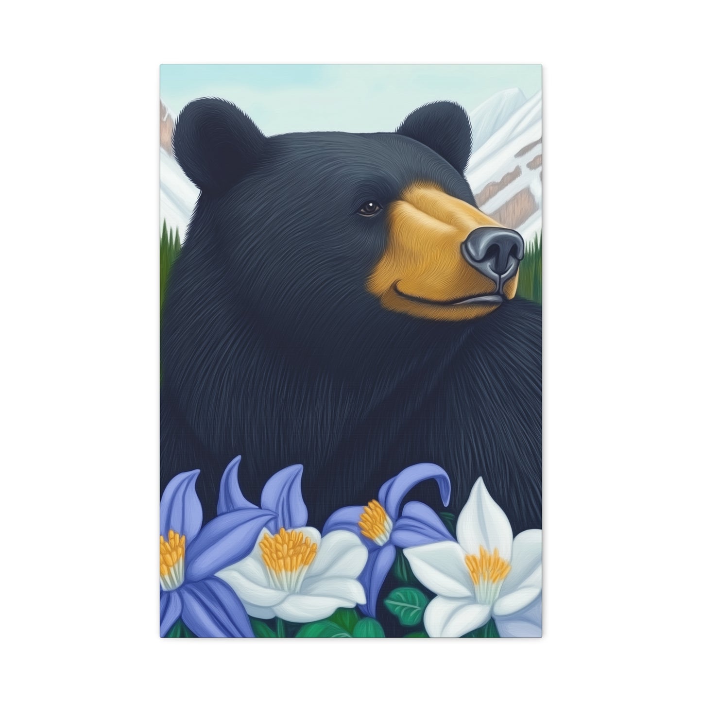 Canvas Print - Colorado Black Bear with Flowers