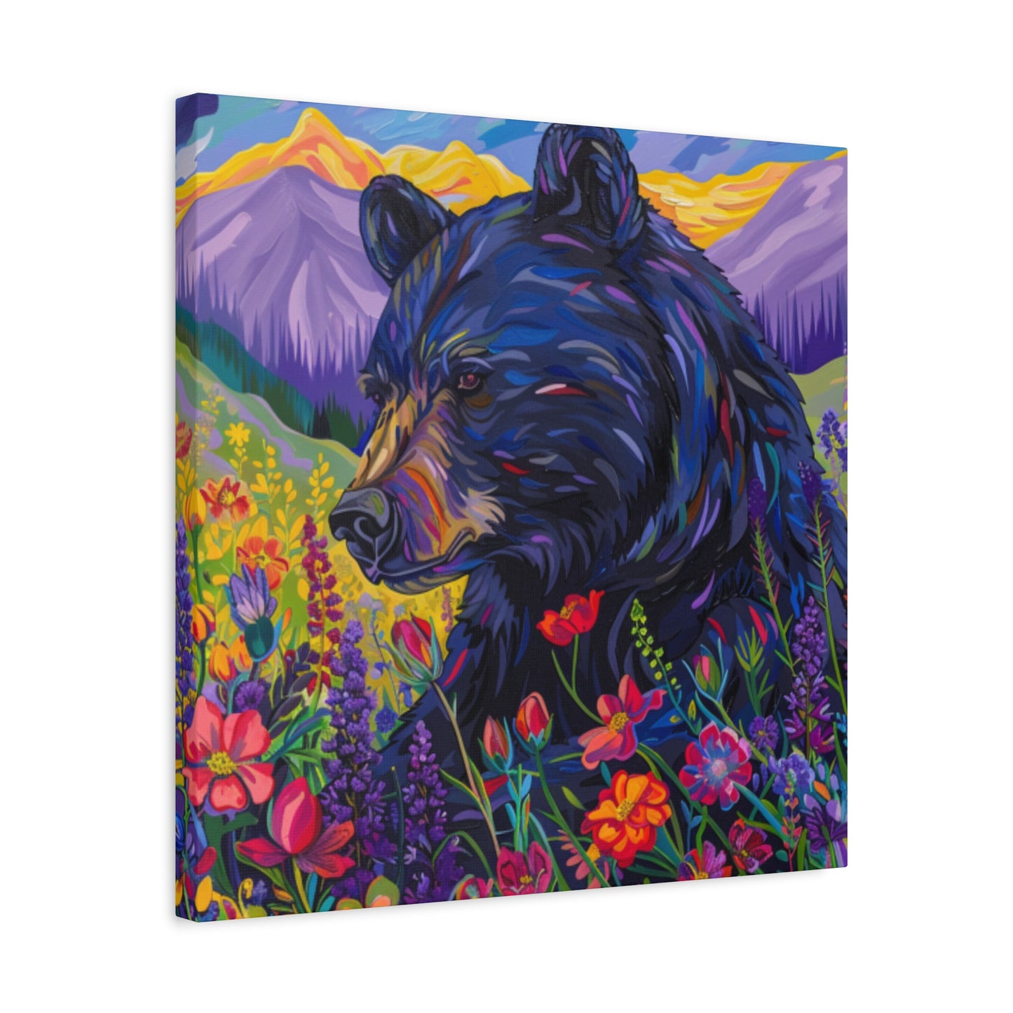 Vibrant Black Bear Canvas Wall Art