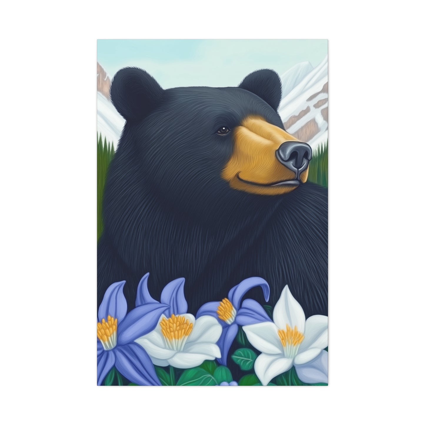 Canvas Print - Colorado Black Bear with Flowers