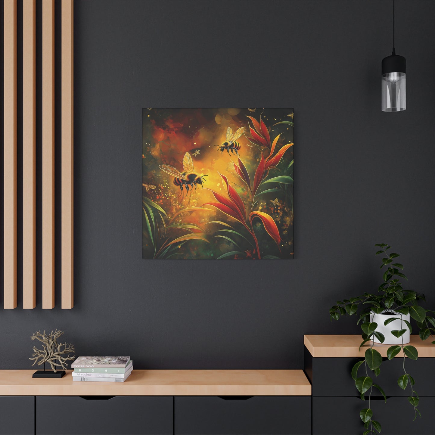 Bee-Inspired Matte Canvas Wall Art - Vibrant Nature Decor