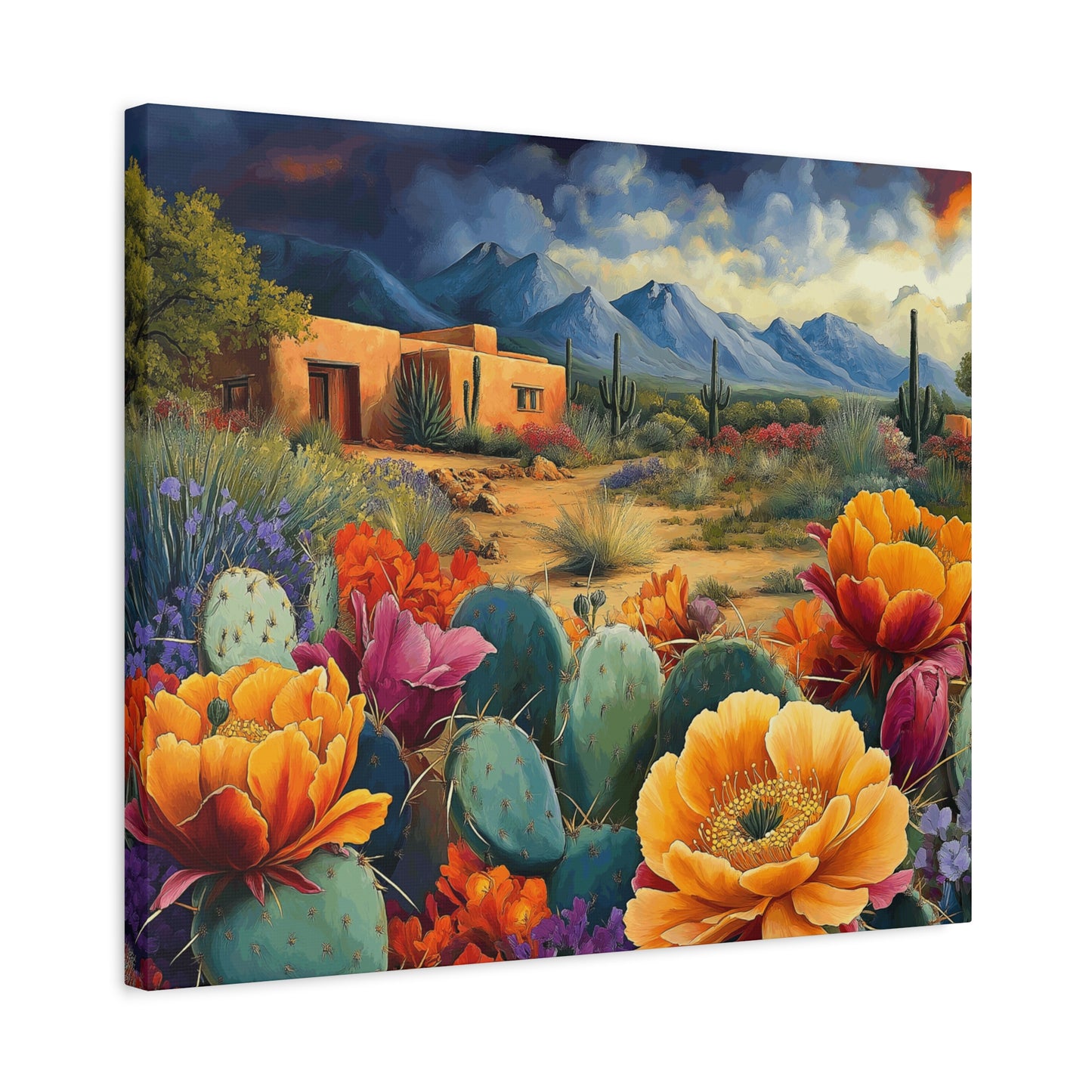 Desert Bloom Canvas Art - Vibrant Southwest Landscape